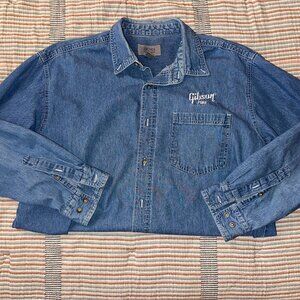 Adult Large Gibson Guitars Jean Button-Up